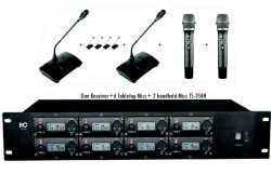 Digital Wireless Conference Microphone: One Recevier + 6 Tabletop Mics + 2 handheld Mics